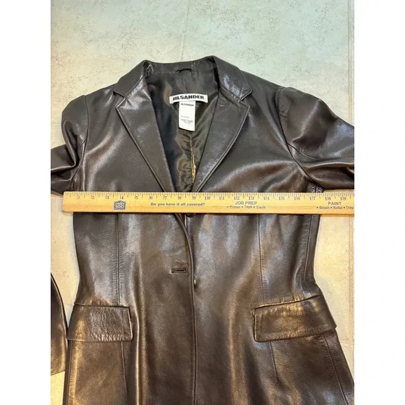 Vintage Jill Sander Leather Blazer‎ – Y2K Minimalist Tailored Jacket, Size Small - Picture 8 of 9